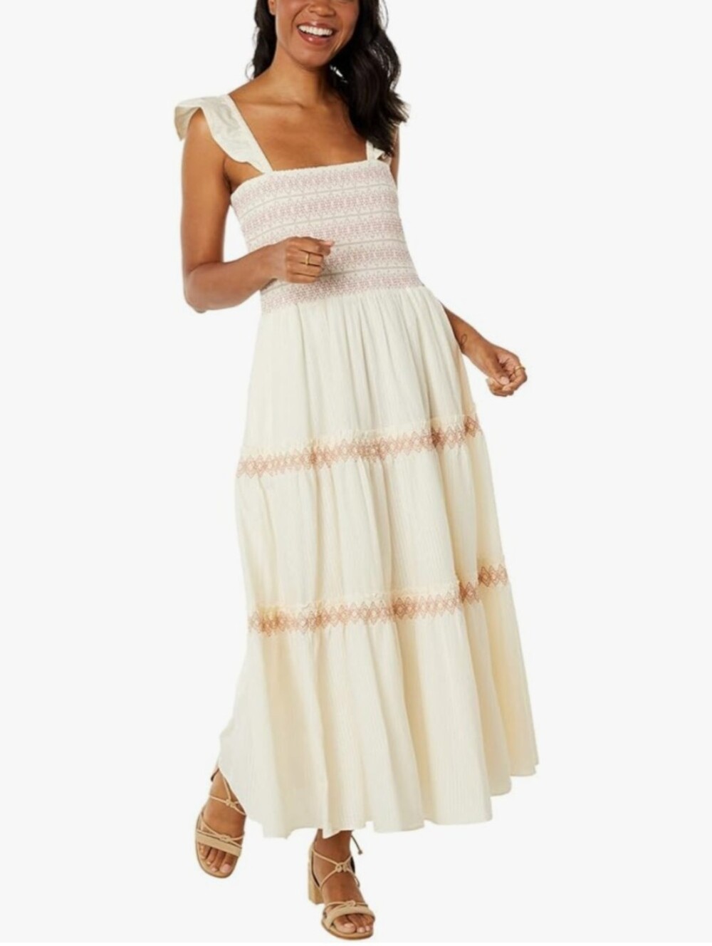 Madewell Lucie Smocked Tiered Midi Dress